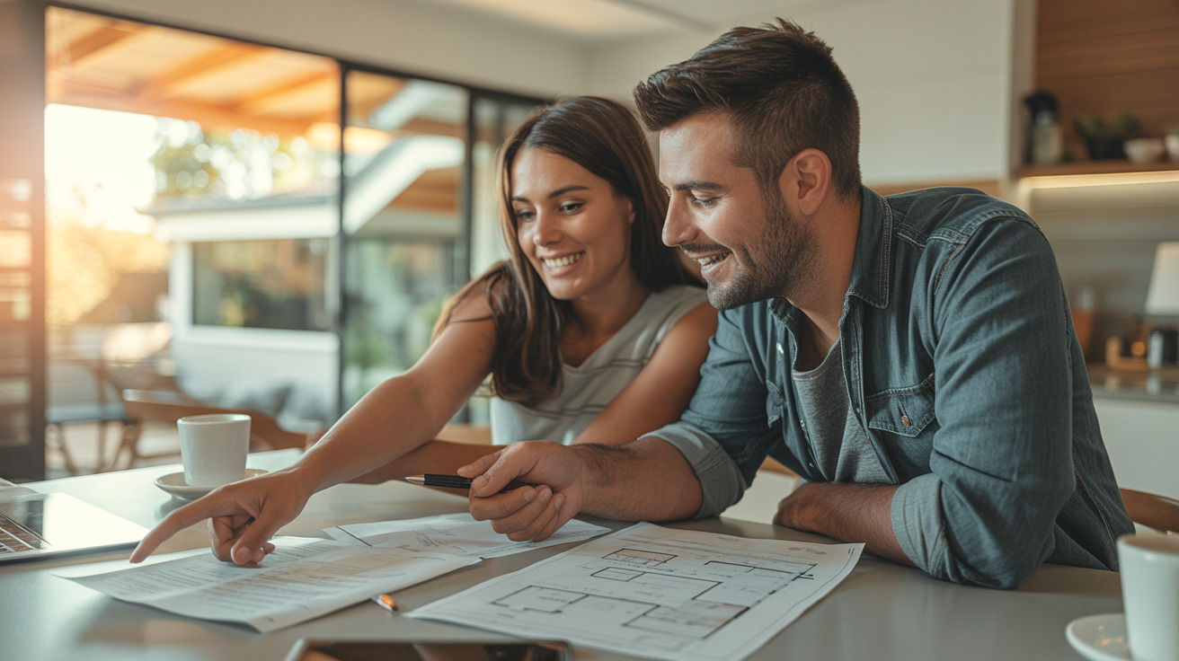 Couple reviewing financial plans together