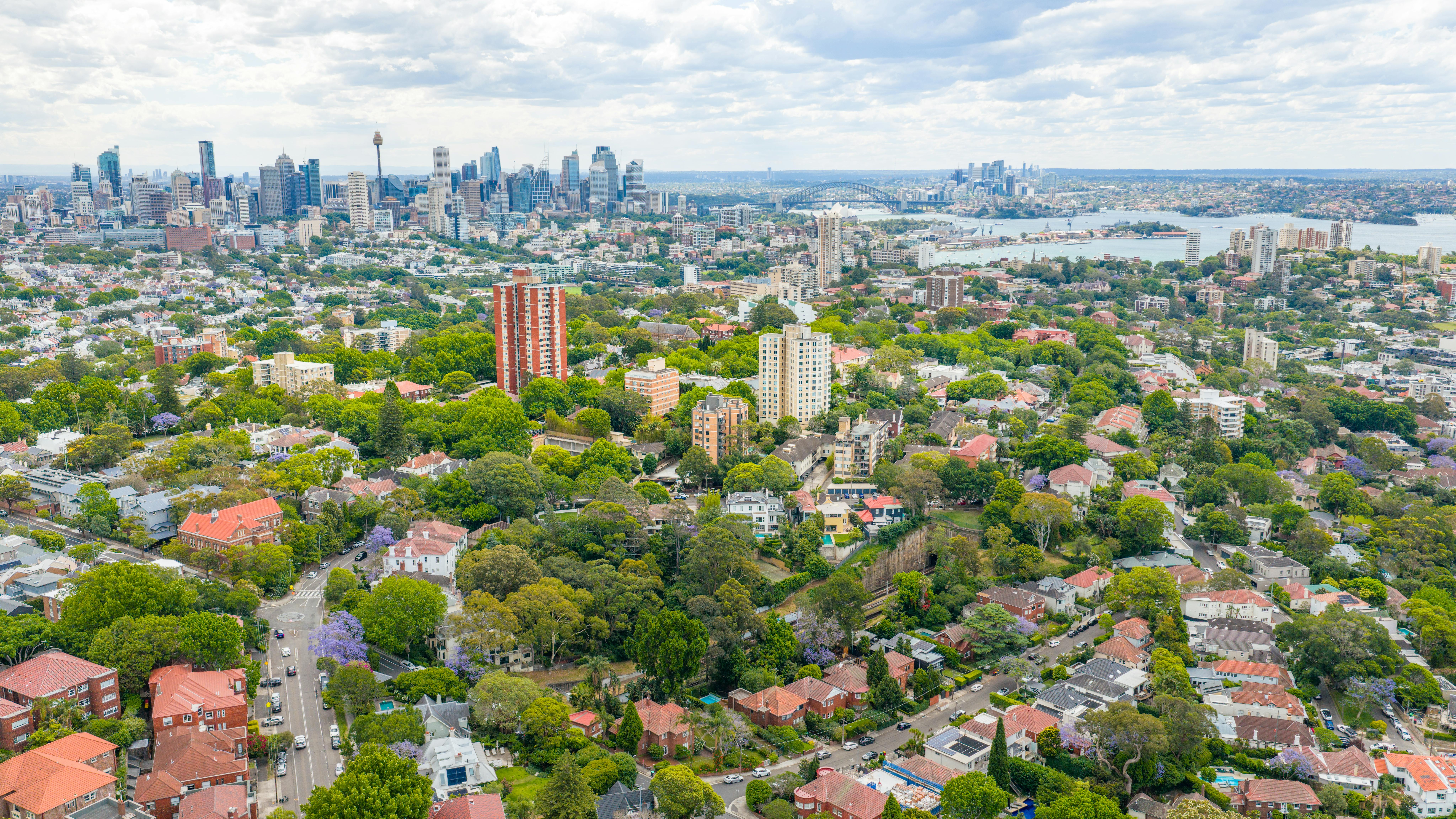 Aerial view of Sydney suburban neighbourhood